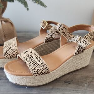 Leopard Print Wedge Sandals